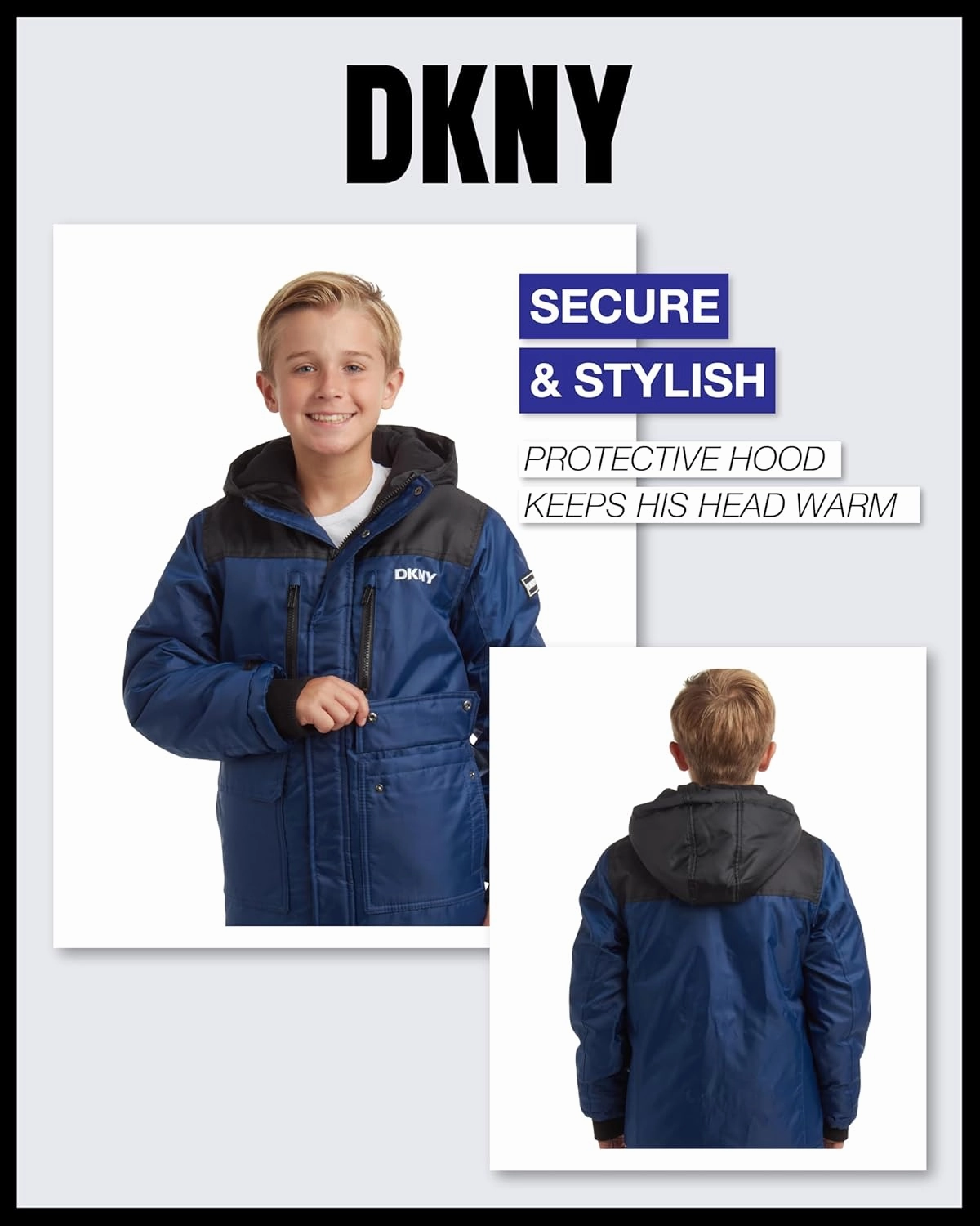 DKNY Boys' Winter Coat - Insulated Heavyweight Parka Weather Resistant Polar Fleece Lined Down Jackets for Boys (Sizes: 8-20)