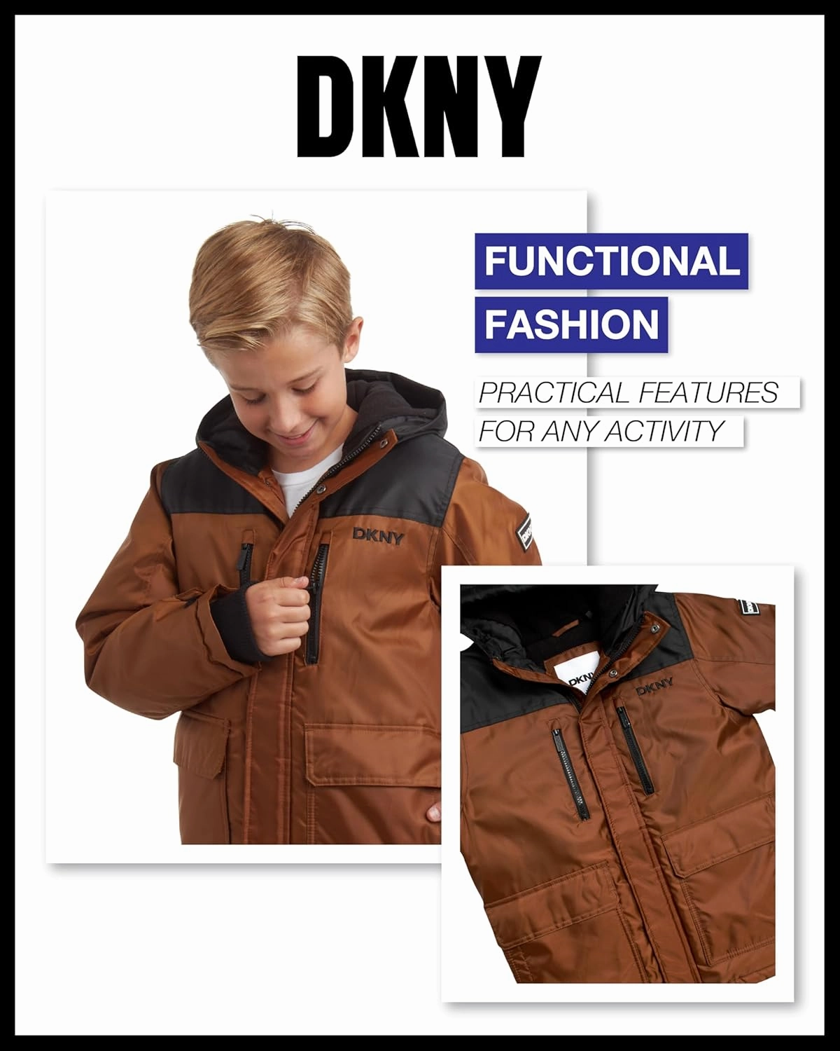 DKNY Boys' Winter Coat - Insulated Heavyweight Parka Weather Resistant Polar Fleece Lined Down Jackets for Boys (Sizes: 8-20)