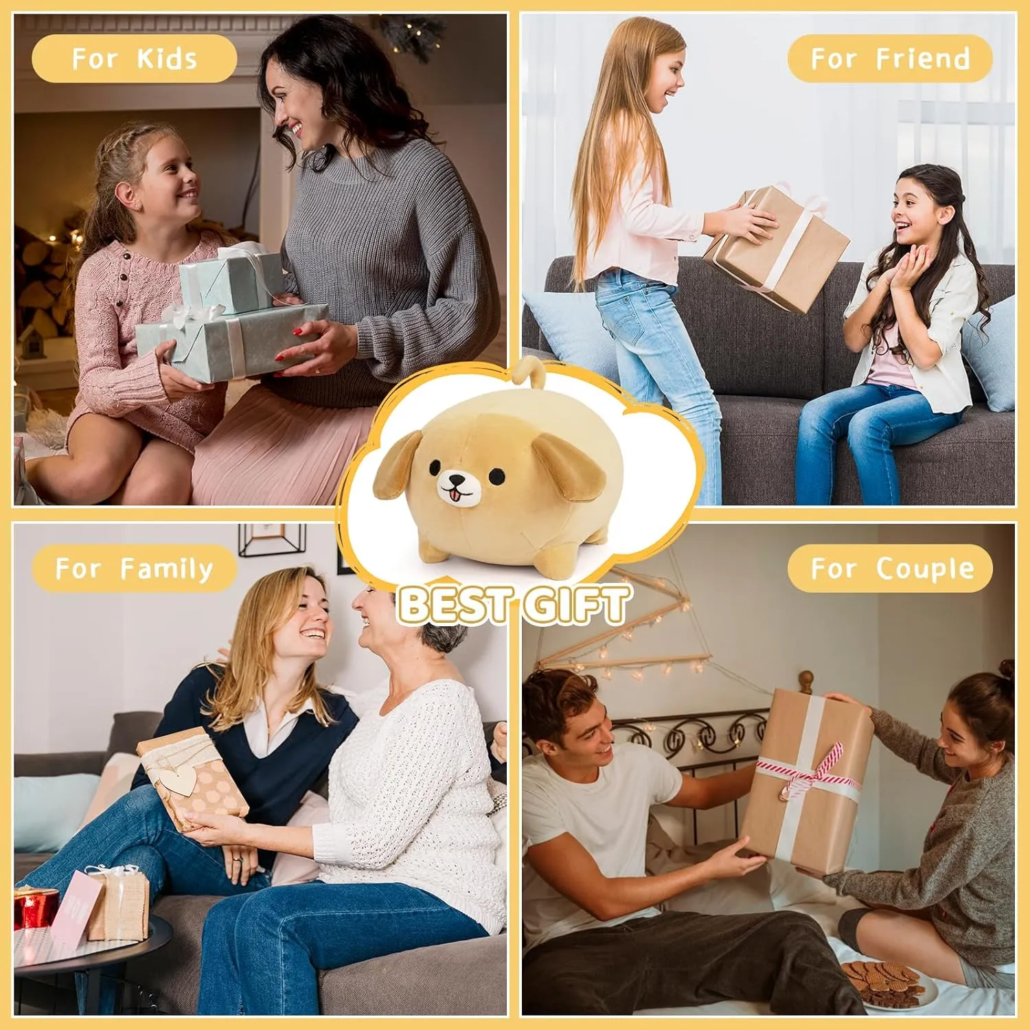 Dog Plush Pillow,15Inch Cute Big Dogs Stuffed Animal Toy,Soft Sleep Hugging Pillow,Labradoodle Plushies Doll Toy Gift for Kids Girlfriend Boys