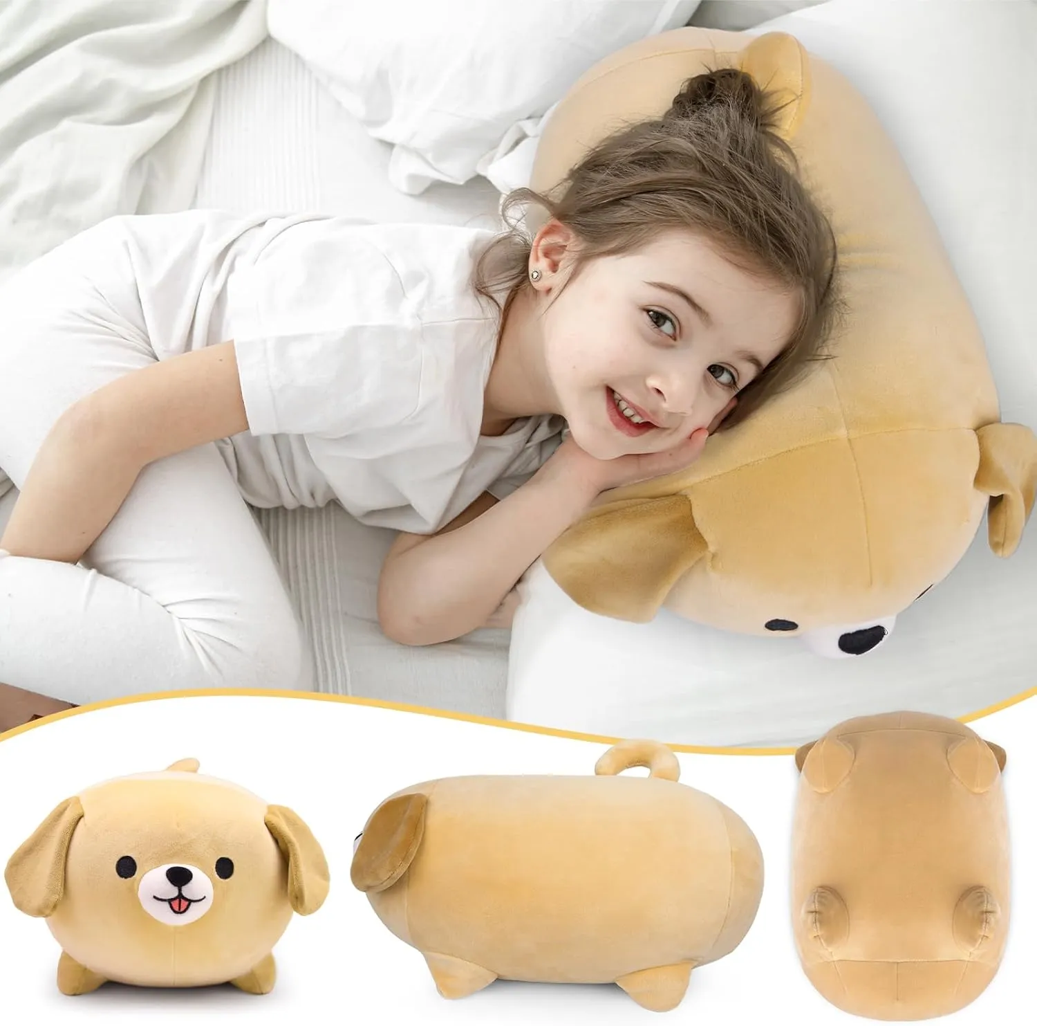 Dog Plush Pillow,15Inch Cute Big Dogs Stuffed Animal Toy,Soft Sleep Hugging Pillow,Labradoodle Plushies Doll Toy Gift for Kids Girlfriend Boys