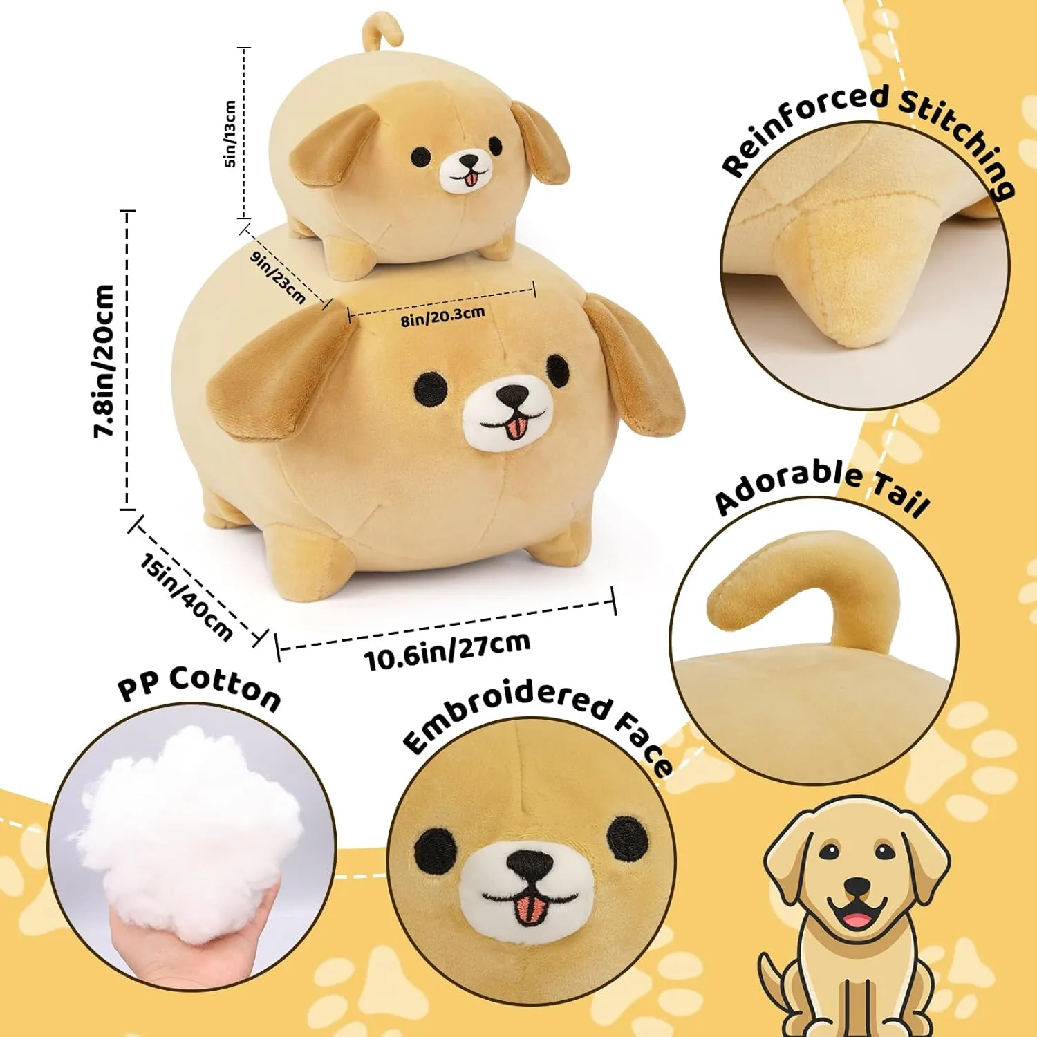 Dog Plush Pillow,15Inch Cute Big Dogs Stuffed Animal Toy,Soft Sleep Hugging Pillow,Labradoodle Plushies Doll Toy Gift for Kids Girlfriend Boys