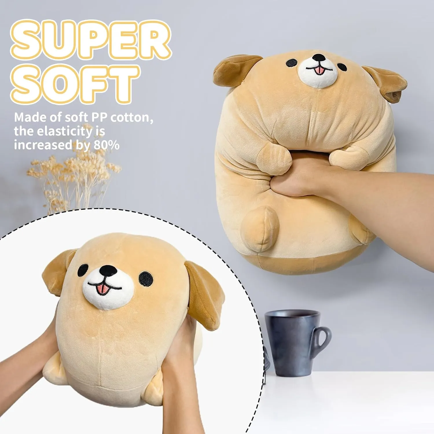 Dog Plush Pillow,15Inch Cute Big Dogs Stuffed Animal Toy,Soft Sleep Hugging Pillow,Labradoodle Plushies Doll Toy Gift for Kids Girlfriend Boys