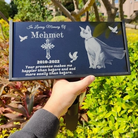 Dog Memorial Gifts,Dog Memorial Stone,Pet Grave Markers Personalized,Pet Headstone,Cat Memorial（ Heart-Shaped） (Rectangle, 12 inch)