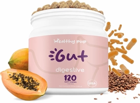 Dog Probiotics and Digestive Enzymes, 120 Delicious Chew Treats for Gut Health, Diarrhea, and Constipation - Hydrolyzes Nutrients for Better Absorption