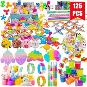 DQstar Party Favors Toy for Kids 4-8-12, Treasure Box Prizes for Classroom, Goodie Bags Stuffers, Prize Box Toys, Birthday Party Gifts, Carnival Prizes, Pinata Fillers, Treasure Chest