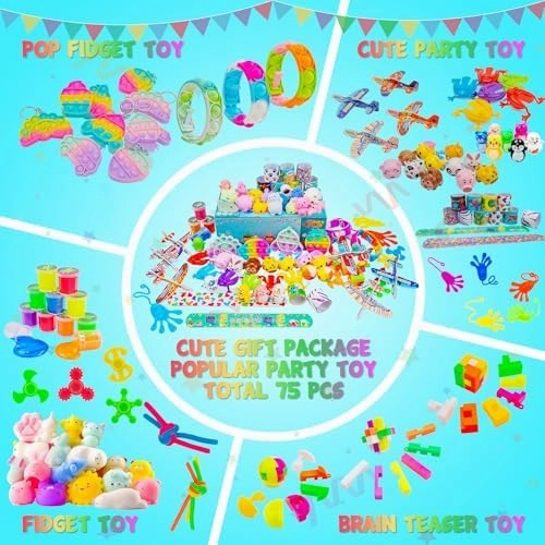 DQstar Party Favors Toy for Kids 4-8-12, Treasure Box Prizes for Classroom, Goodie Bags Stuffers, Prize Box Toys, Birthday Party Gifts, Carnival Prizes, Pinata Fillers, Treasure Chest