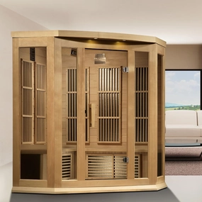 DYNAMIC SAUNAS Maxxus MX-K356-01 Elite 3-Person Corner Near Zero EMF (Under 2 MG) FAR Infrared Sauna, (Canadian Hemlock) Curb Side Delivery