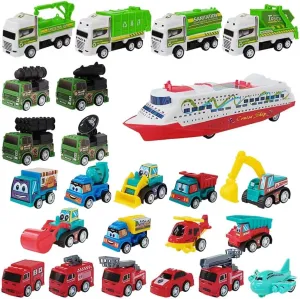 Easter Basket Stuffers for Kids, 24 Pcs Pull Back Cars, Small Toys for Kids ages 4-8, Toy Cars for Toddlers 1-3, Small Construction Vehicles