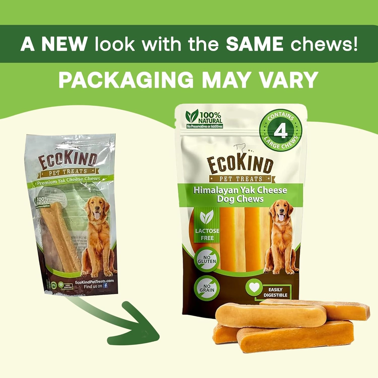 EcoKind Premium Gold Yak Cheese Himalayan Dog Chews, Dog Treats Large Breed, All Natural, High Protein Dog Chew, Cheese, Large - 12  Chews (3 lbs)