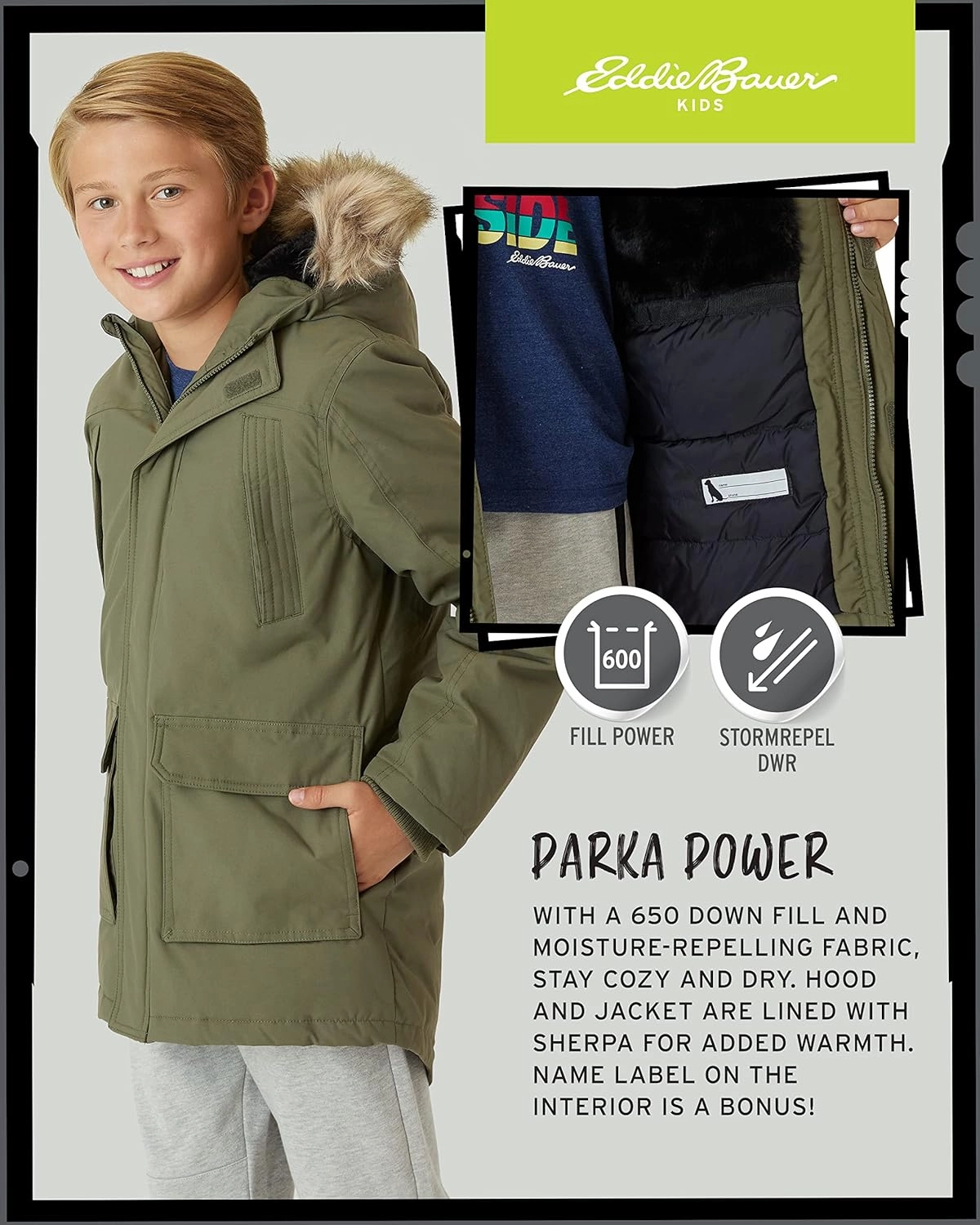 Eddie Bauer Boys' Winter Coat – Waterproof Heavyweight Down Parka Jacket with Faux Fur Hood (3-20)