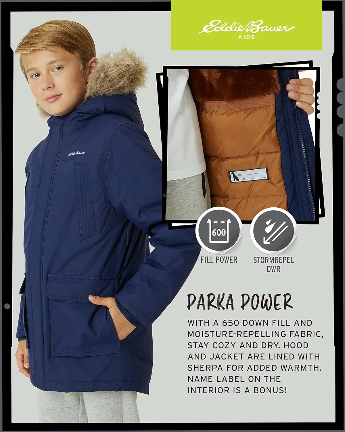 Eddie Bauer Boys' Winter Coat – Waterproof Heavyweight Down Parka Jacket with Faux Fur Hood (3-20)