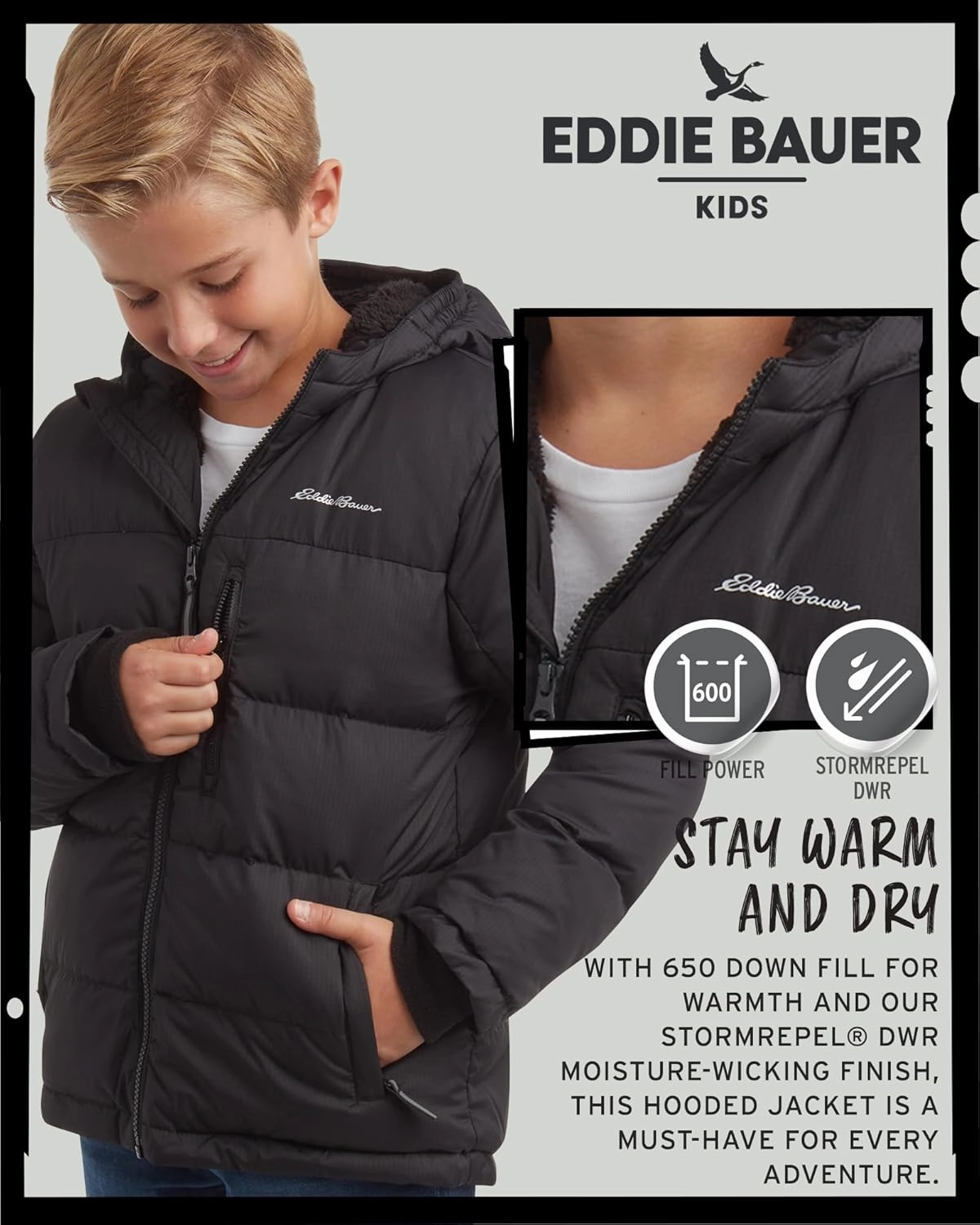 Eddie Bauer Boys' Winter Jacket - Heavyweight Quilted Down Jacket - Insulated Hooded Outerwear Coat for Boys (5-16)
