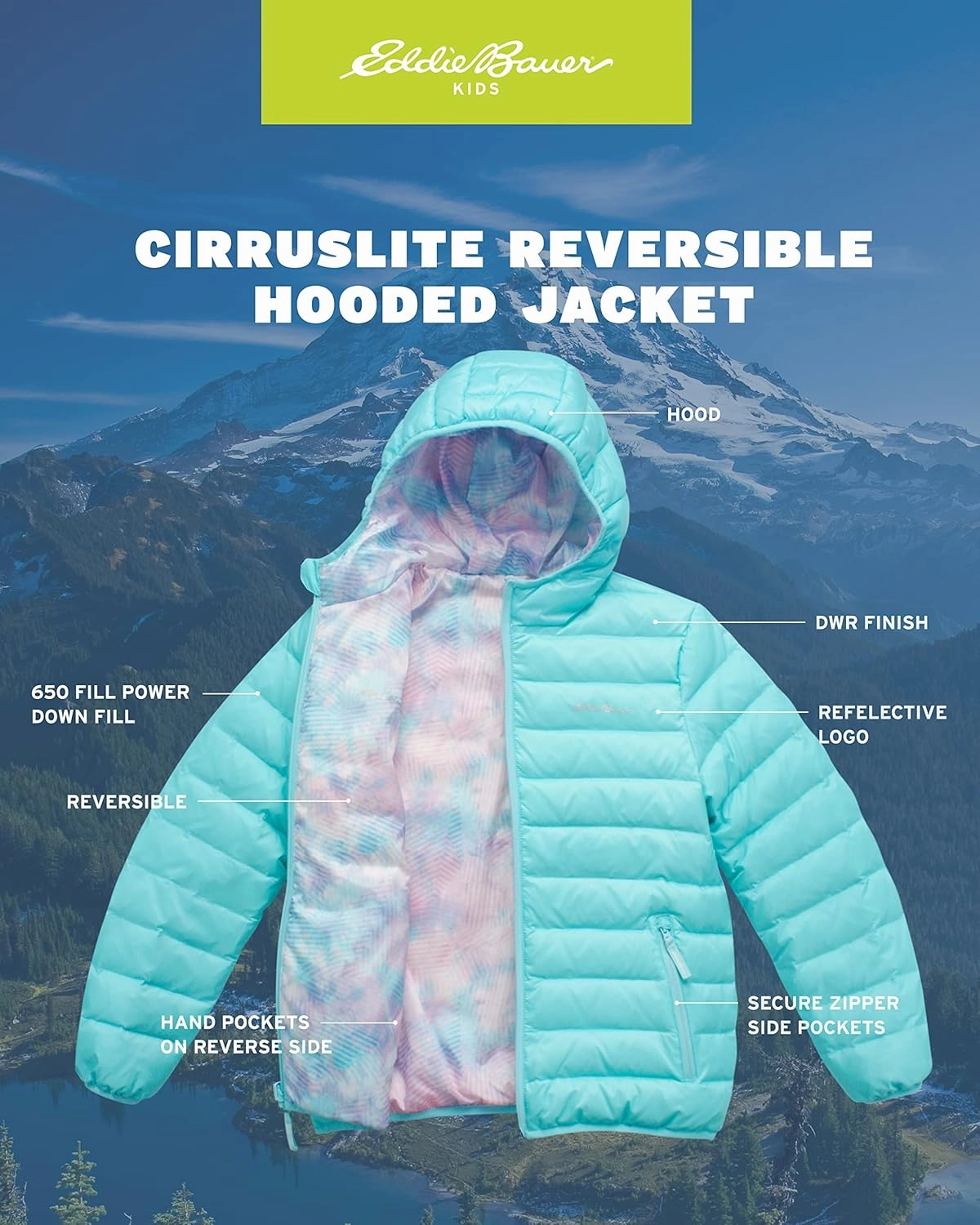 Eddie Bauer Girls' Jacket - CirrusLite Weather Resistant Down Coat for Girls - Insulated Quilted Bubble Puffer (3-20)