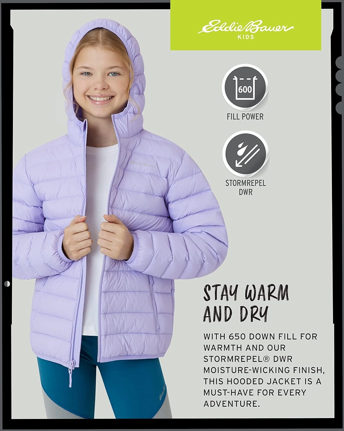Eddie Bauer Girls' Jacket - CirrusLite Weather Resistant Down Coat for Girls - Insulated Quilted Bubble Puffer (3-20)
