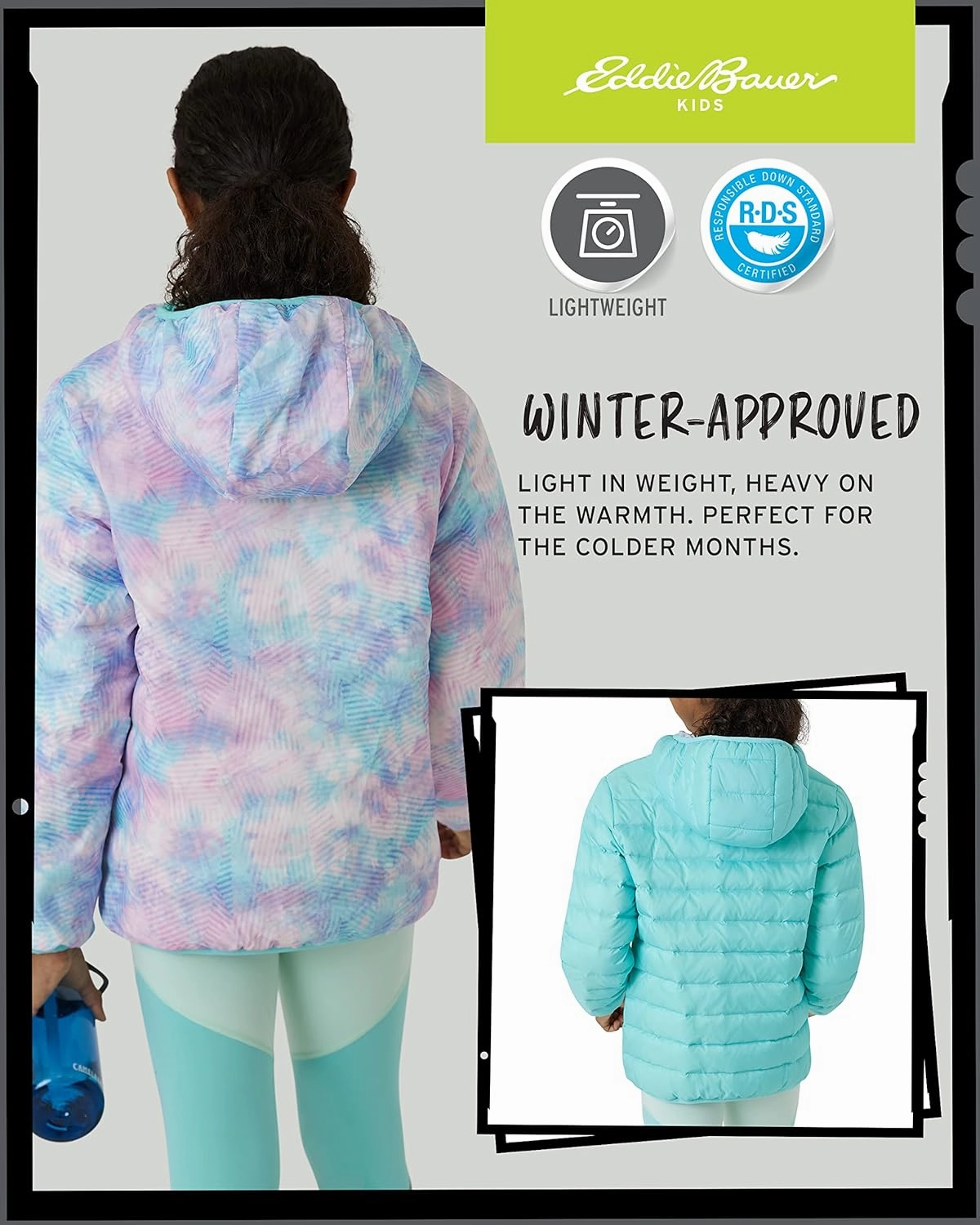 Eddie Bauer Girls' Jacket - CirrusLite Weather Resistant Down Coat for Girls - Insulated Quilted Bubble Puffer (3-20)