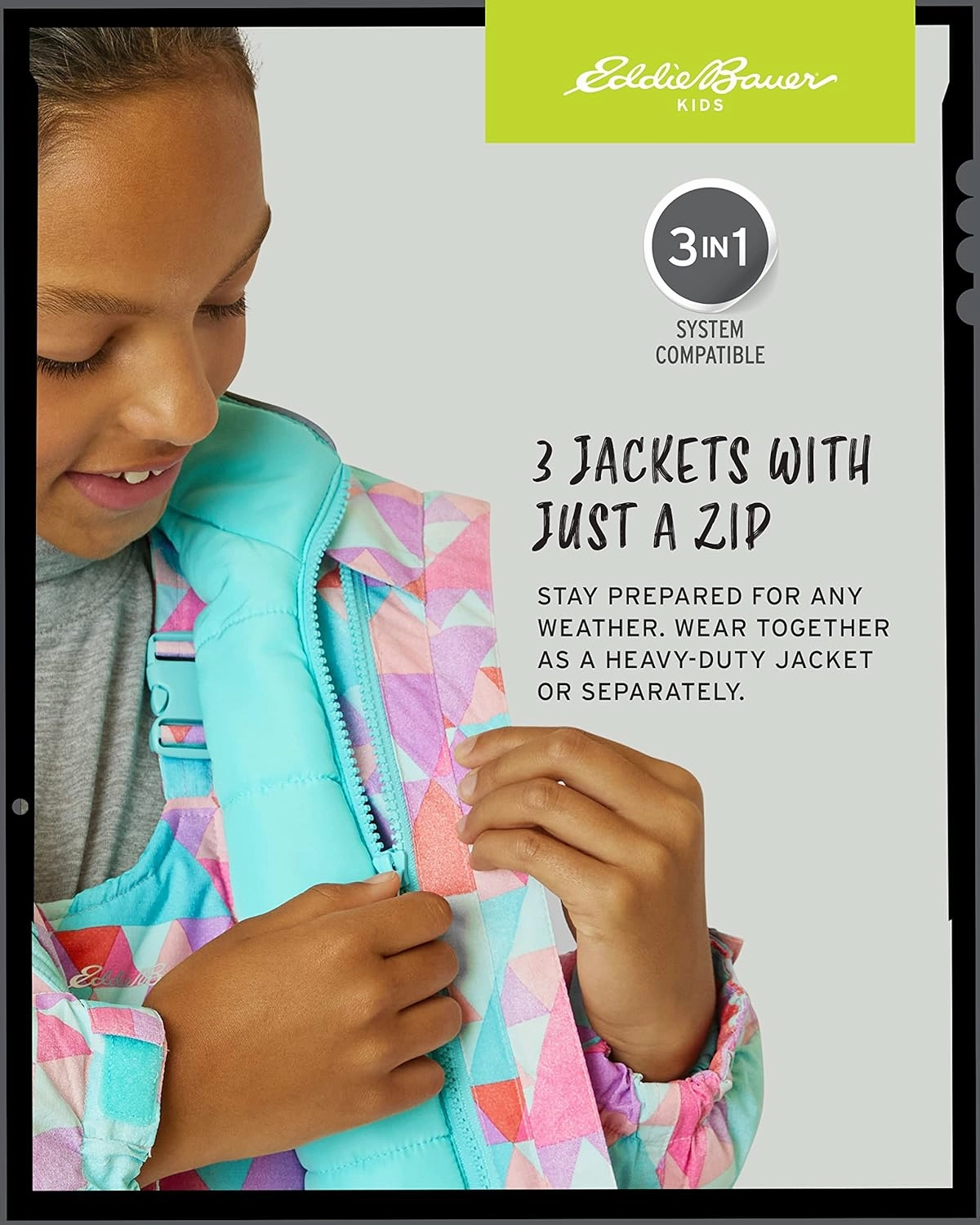 Eddie Bauer Kids' Ski Jacket - Waterproof 3 in 1 Insulated Coat with Removable Shell Jacket for Boys and Girls (3-16)