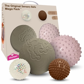 Edushape The Original Sensory Balls for Baby, Boho Chic Mega Pack - Assorted Baby Balls That Help Enhance Gross Motor Skills for Kids Aged 6 Months & Up - Set of 4 Vibrant Unique Toddler Ball for Baby