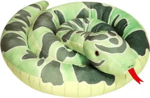 ELAINREN Super Realistic Green Python Stuffed Toy 190cm Long Snake Plush Wild Animls Lifelike Snake Plushie Soft Doll Gifts