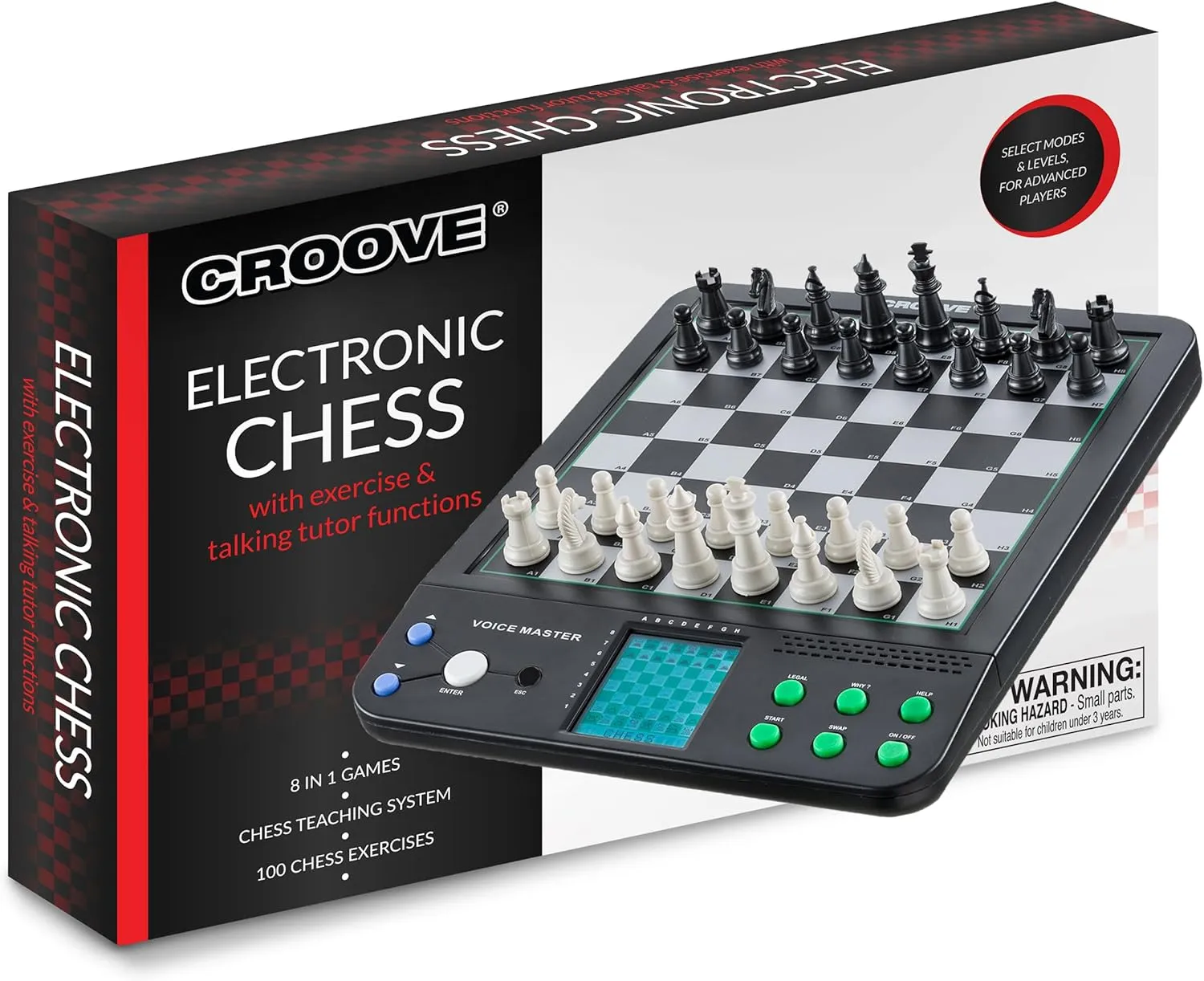 Electronic Magnetic Chess and Checkers Set 10", 8-in-1 Board Games, Digital Staunton Chess Board Game Sets for Adults & Kids, Teenager Toys, Gifts for Boys and Girls Ages 7 8 9 10 11 12  Years Old