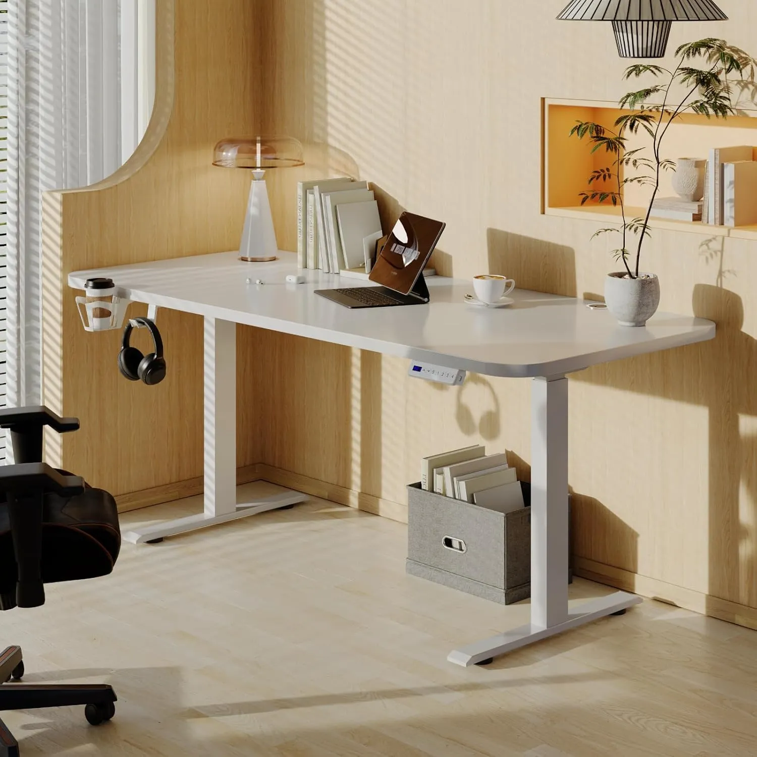 Electronic Standing Desk Height Adjustable Desk for Home Office White (48 Inch)