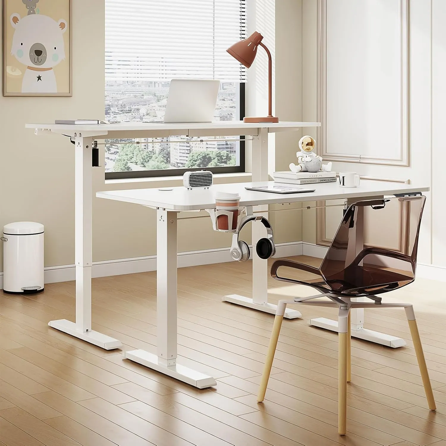 Electronic Standing Desk Height Adjustable Desk for Home Office White (48 Inch)