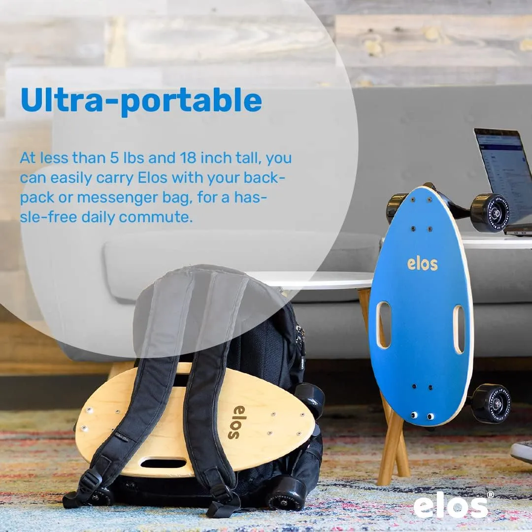 Elos Mini Longboard Cruiser Skateboards - Lightweight, Portable & Durable Wooden Commuter Cruiser Board. for Beginners & Experienced Riders - Easy to Carry w Handle