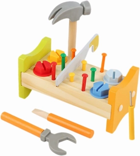 ERINGOGO Safe Fun Hammer Toy for Toddlers Wooden Workbench Set Pounding Pegs Hammer
