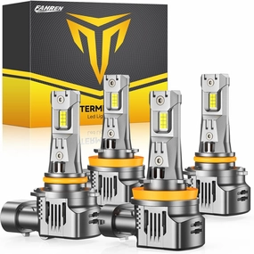FAHREN 9005/HB3 H11/H8/H9 Fog Lights Combo – Super Bright 80,000LM 1000% Brighter, 2025 Updated Light Bulbs, 1:1 Mini Size, 6500K Cool White, Quick Install, True Plug & Play, Pack of 4