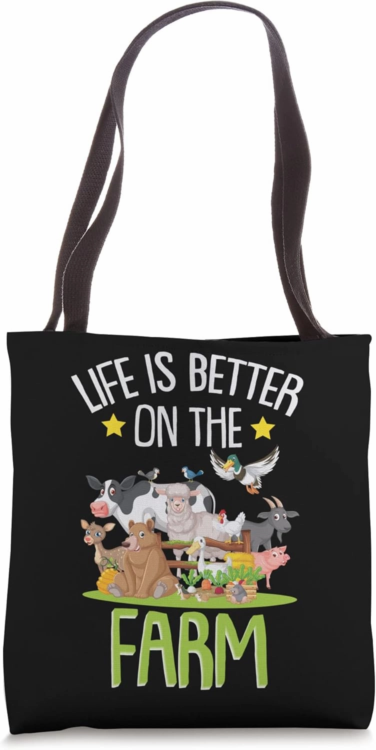 Farm Animal Cows Chicken Pig Goat Ranch Farmland Fan Horse Tote Bag