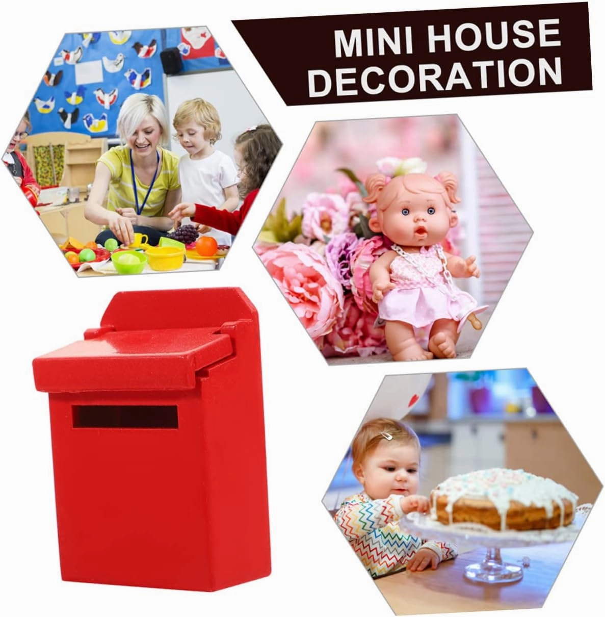 FAVOMOTO 4sets Mini Mailbox Figurine Wooden Dollhouse Decor for Imagination and Creativity Tiny Mailbox Models for Play and Miniature House Accessories 2pcs*4