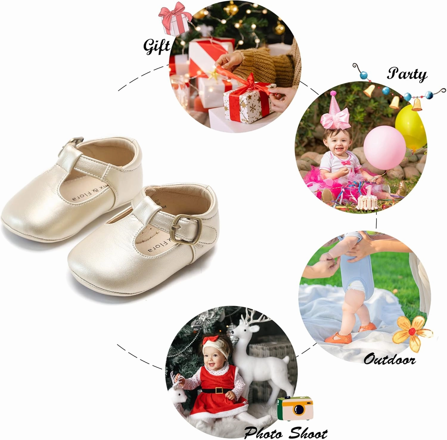 Felix & Flora Soft Sole Baby Shoes - Infant Baby Walking Shoes Moccasinss Rubber Sole Crib Shoes