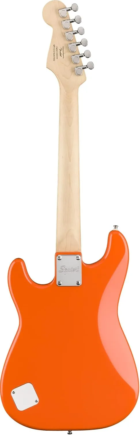 Fender Squier 3/4 Size Kids Mini Strat Electric Guitar Learn-to-Play Bundle w/ Amp, Cable, Tuner, Strap, Picks, Fender Play Online Lessons, and Austin Bazaar Instructional DVD - Competition Orange