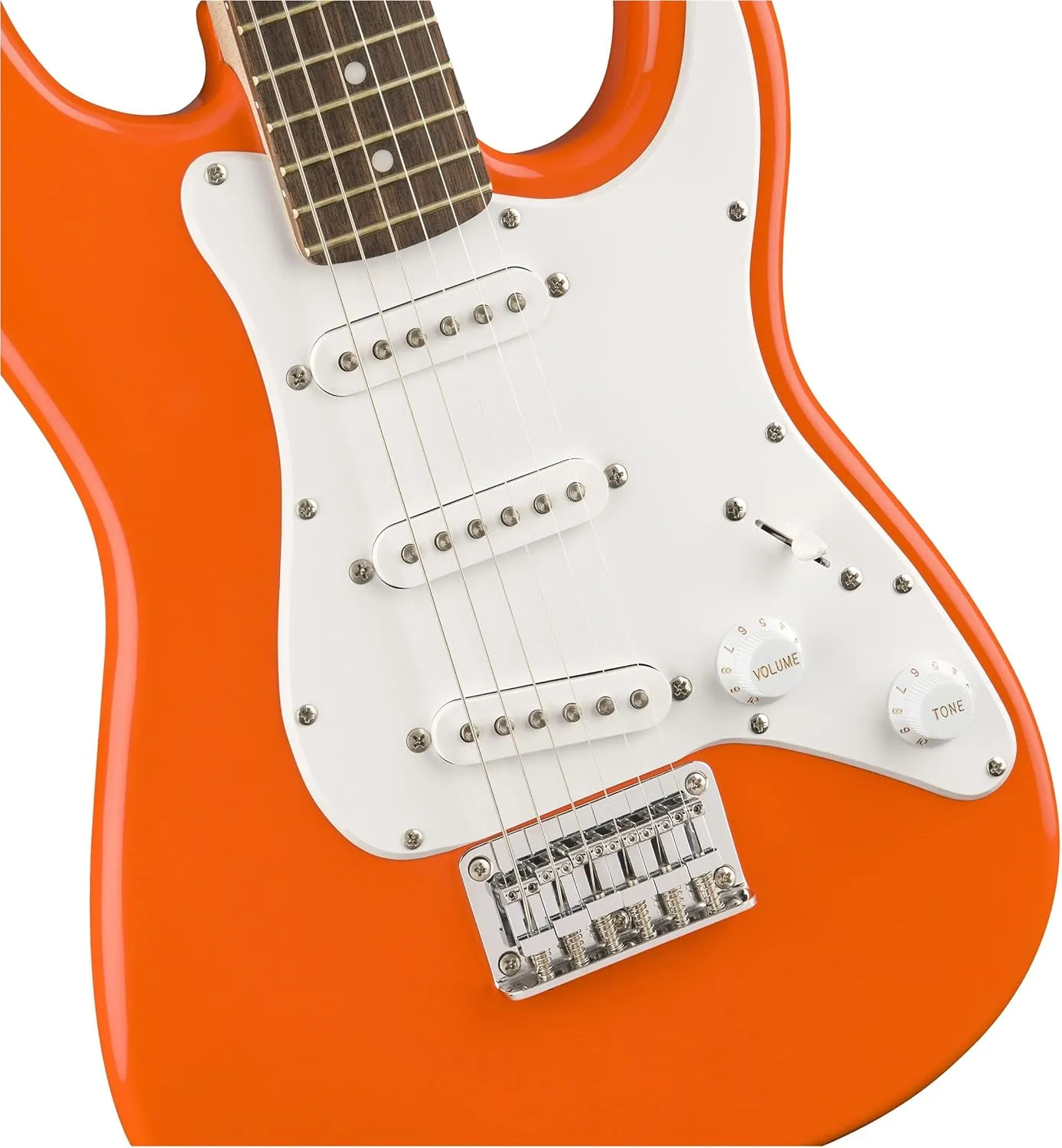 Fender Squier 3/4 Size Kids Mini Strat Electric Guitar Learn-to-Play Bundle w/ Amp, Cable, Tuner, Strap, Picks, Fender Play Online Lessons, and Austin Bazaar Instructional DVD - Competition Orange