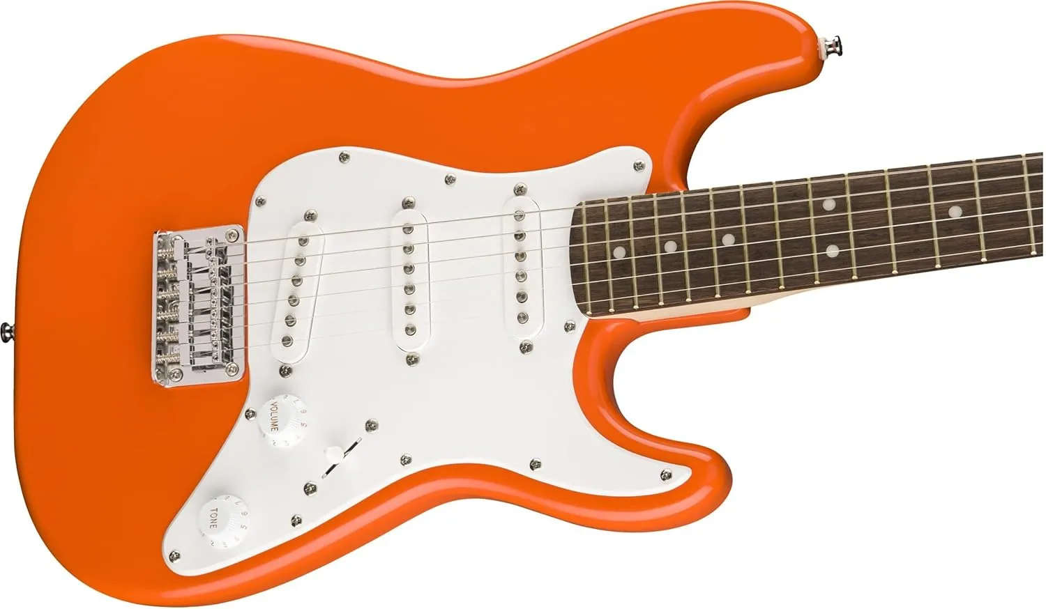 Fender Squier 3/4 Size Kids Mini Strat Electric Guitar Learn-to-Play Bundle w/ Amp, Cable, Tuner, Strap, Picks, Fender Play Online Lessons, and Austin Bazaar Instructional DVD - Competition Orange