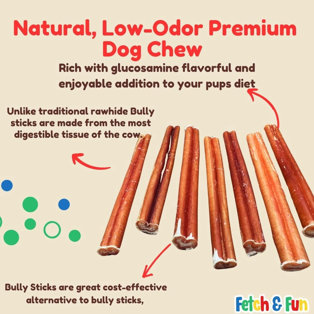 Fetch & Fun BULLYSTICKS - 6 Inch Bully Sticks (Thin - 25 Count) Bully Sticks for Small Dogs