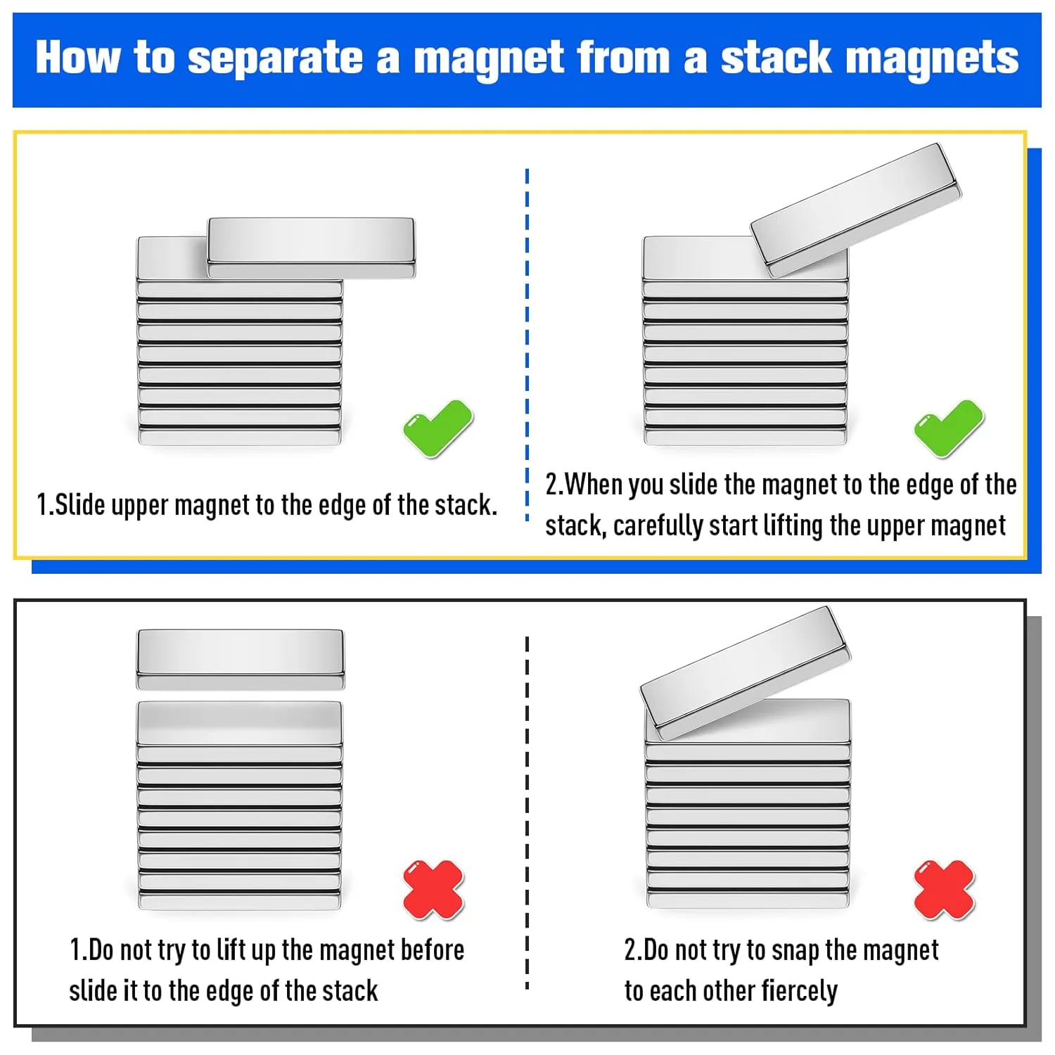 FINDMAG 20Pcs Strong Neodymium Magnet Bar, Heavy Duty Rare Earth Magnets, Rectangular Magnetic Bar, Small Powerful Magnets for Crafts Kitchen DIY Tool Storage Science Office – 40x10x5mm