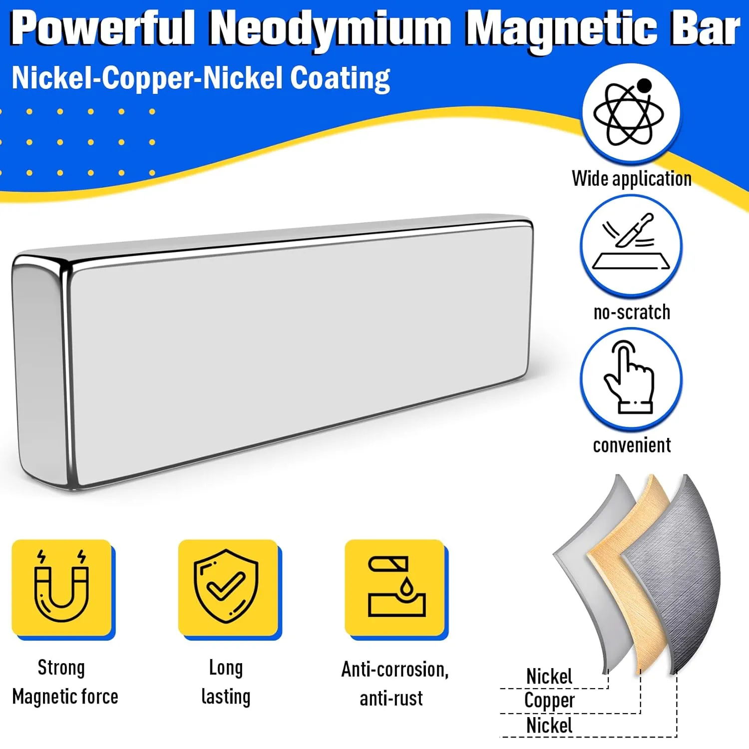 FINDMAG 20Pcs Strong Neodymium Magnet Bar, Heavy Duty Rare Earth Magnets, Rectangular Magnetic Bar, Small Powerful Magnets for Crafts Kitchen DIY Tool Storage Science Office – 40x10x5mm