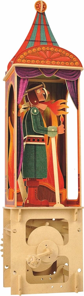 Fire Eater Wood Gear Toy w/Hand Crank, Printed Pieces & Instructions - Sustainable Automata Toy