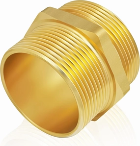 Fire Equipment Hexagonal Nipple Fitting Brass Fire Hose Adapter 1-1/2" NPT Male x 1-1/2" NST (NH) Male,Double Male Fire Hose Hydrant Adapter for Fire Hydrants,Hoses (1-1/2" NPTx 1-1/2" NST (NH))