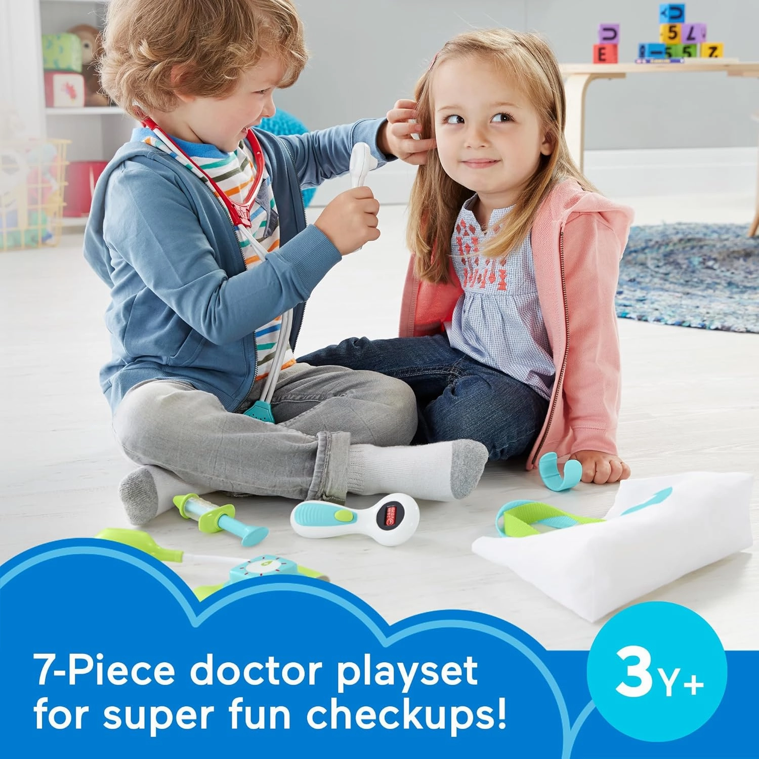Fisher-Price Doctor Playset Medical Kit 7-Piece Toy for Dress Up and Preschool Pretend Play Ages 3  Years