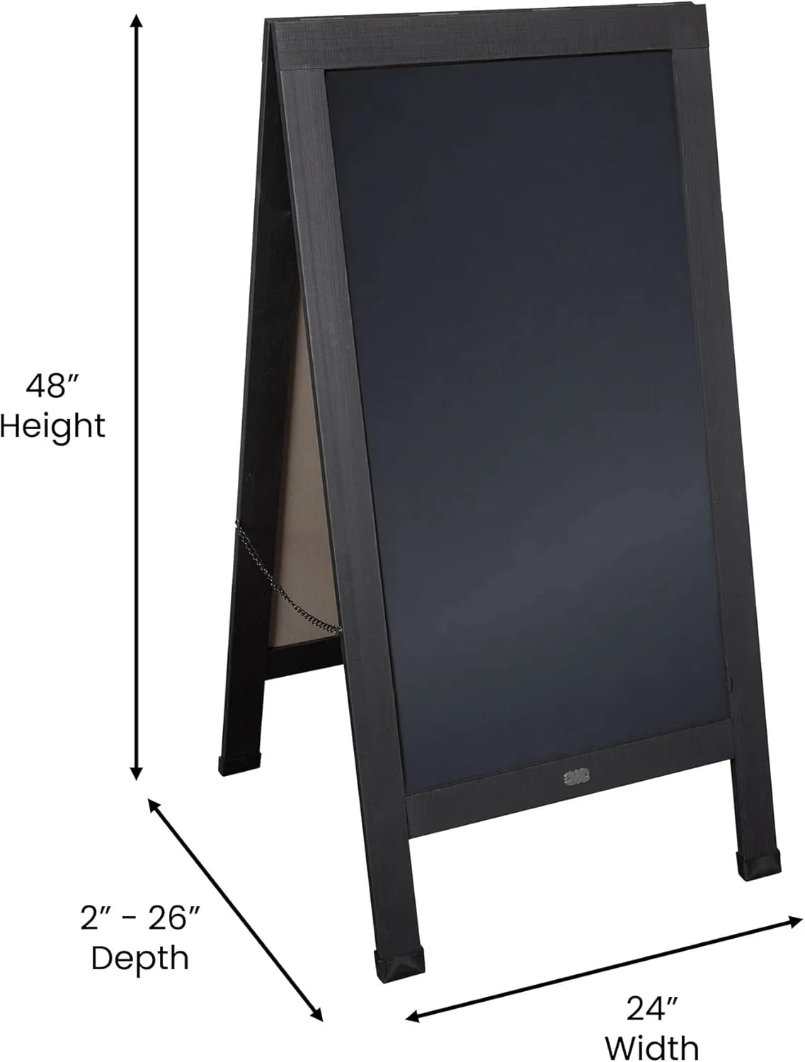 Flash Furniture Canterbury Magnetic Chalkboard Sign Set - Black Wood Frame - 48" x 24" - Indoor/Outdoor - Includes 8 Chalk Markers, 10 Stencils, 2 Magnets
