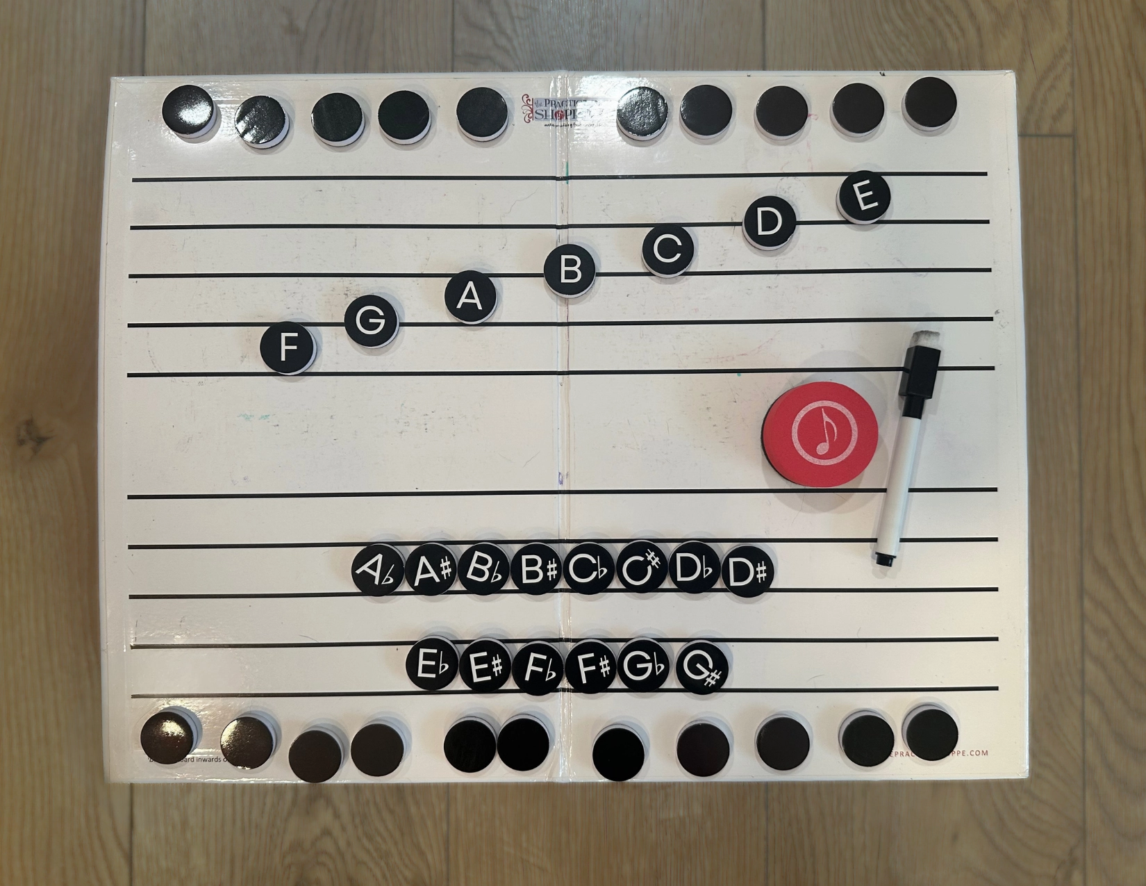 Foldable Music Staff Magnetic White Board Bundle - BLACK magnets