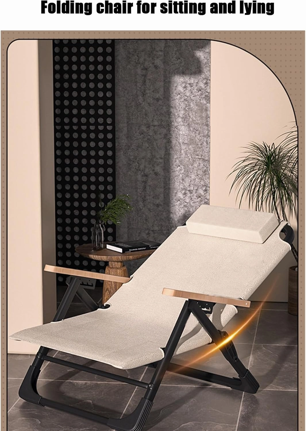 Folding Chair, Reclining Chair, Lazy Chair, backrest Chair, Portable Camping Chair, Beach Chair, Fishing Stool(Color:Black)