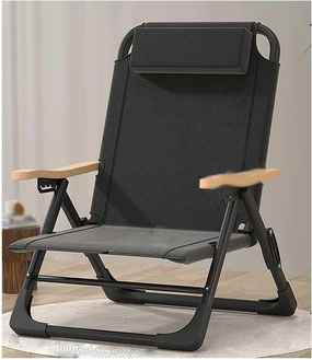Folding Chair, Reclining Chair, Lazy Chair, backrest Chair, Portable Camping Chair, Beach Chair, Fishing Stool(Color:Black)