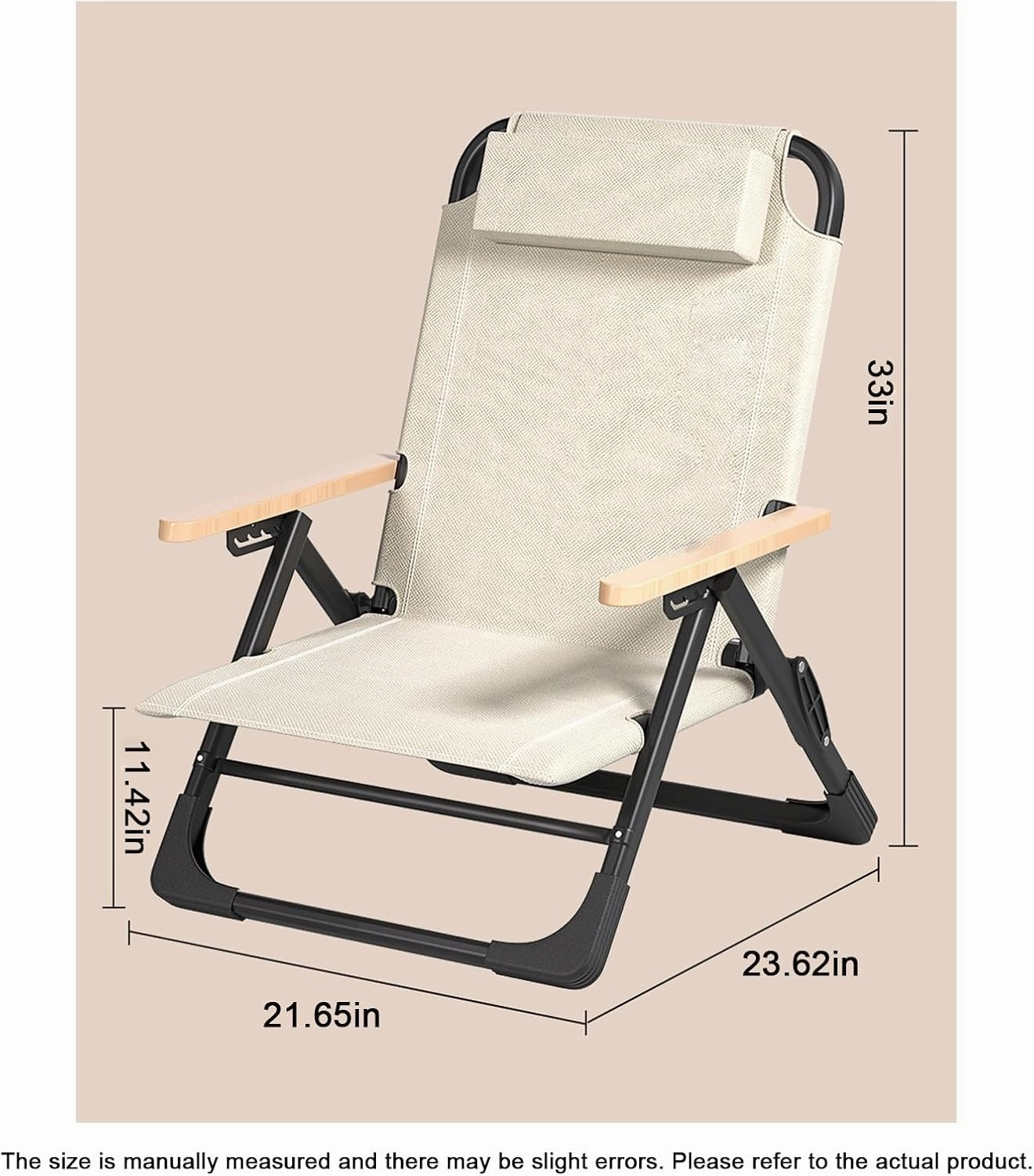 Folding Chair, Reclining Chair, Lazy Chair, backrest Chair, Portable Camping Chair, Beach Chair, Fishing Stool(Color:Black)