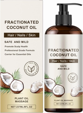 Fractionated Coconut Oil - Relaxing Massage Oil, Liquid Carrier Oil for Diluting Essential Oils - Skin, Lip, Body & Hair Oil Moisturizer & Softener - 8 fl oz