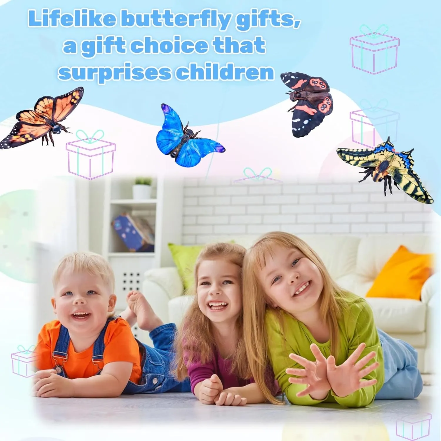 FRANKIEZHOU Realistic Swallowtail Butterfly Stuffed Animal-Yellow 15 Inch,Beautiful Moth Plush Toy
