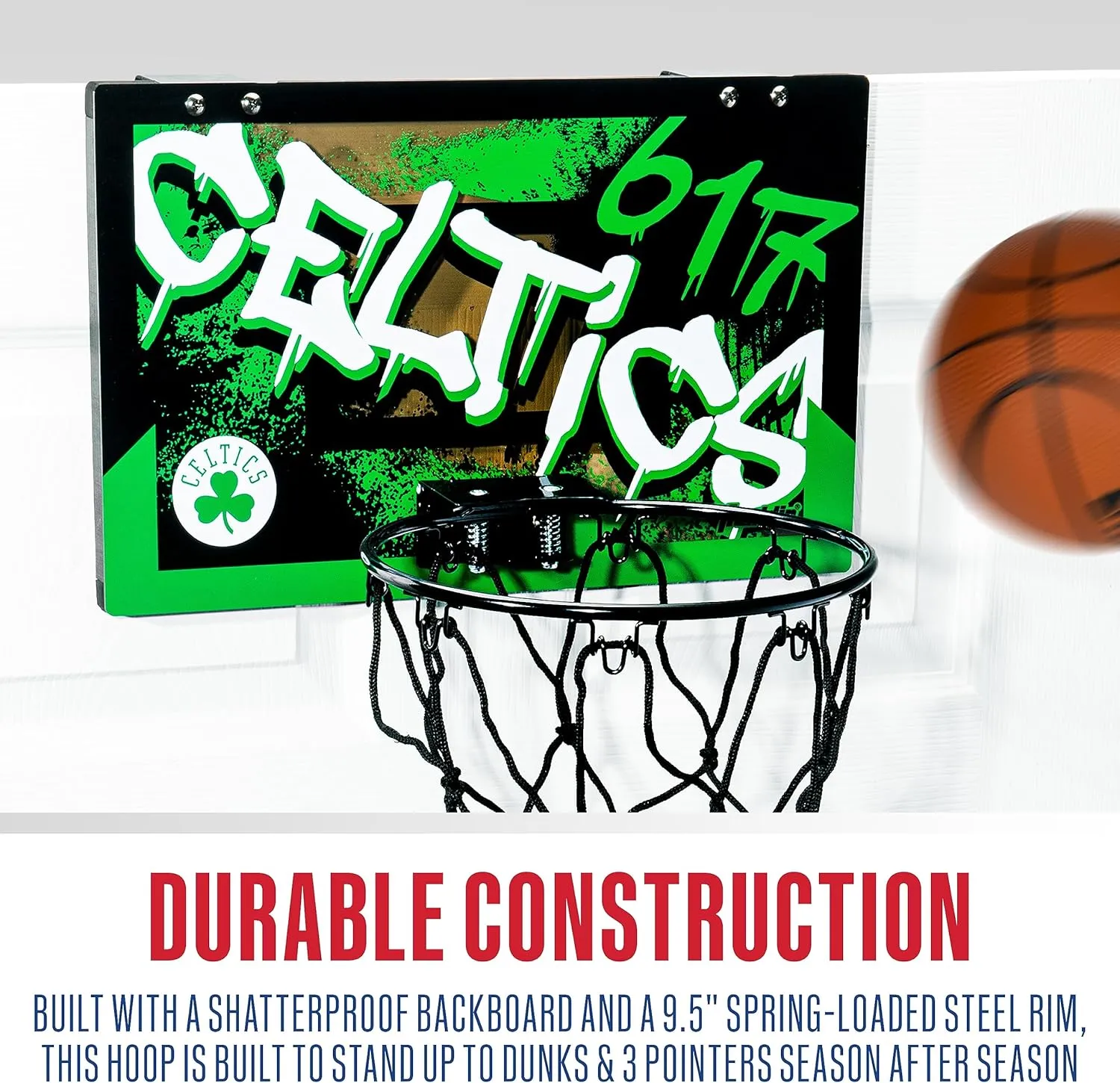 Franklin Sports NBA Team Over the Door Basketball Hoops - Kids Indoor Mini Basketball Hoop   Ball Set - NBA Fan Mini Hoops