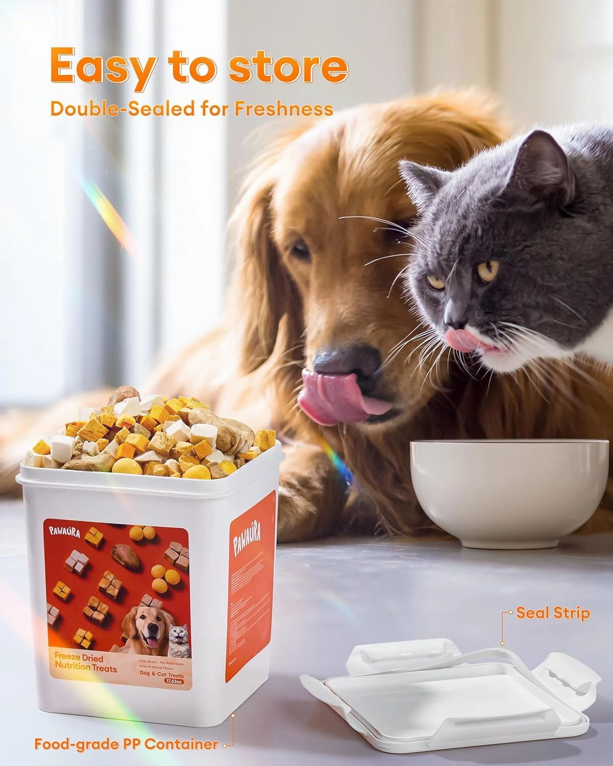 Freeze Dried Treats for Cats & Dogs, 17.6 oz Sealed Box – Bite-Sized, Protein-Packed with Chicken, Quail Egg Yolk, Hearts, Liver, Salmonr, Pumpkin – Natural, Additive-Free Training Snacks