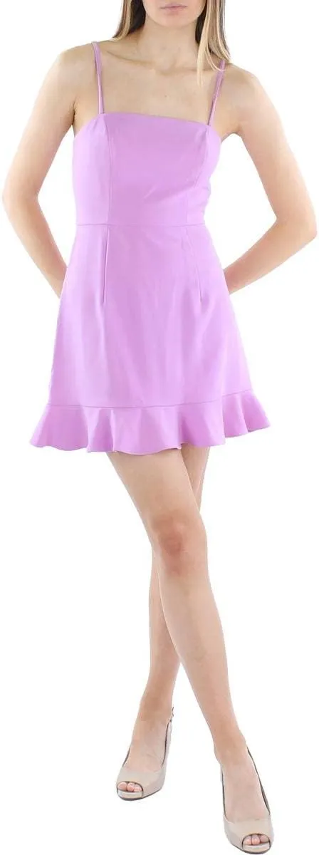 French Connection Womens Whisper Frill Hem Flounce Sleeveless Mini Dress